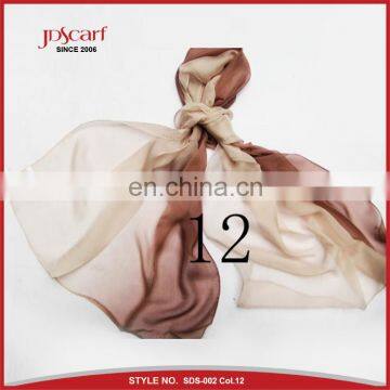 Gradient color women girls hangzhou pure silk scarf