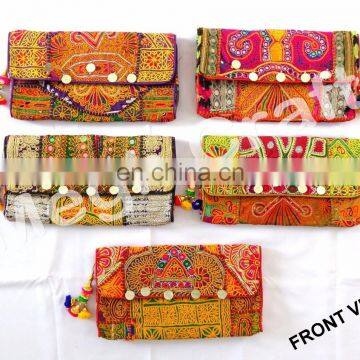 Wholesale Indian Banjara coin Clutch Bag -Gypsy coin Clutch Bag - Indian Gypsy Banjara hippie Style Purse