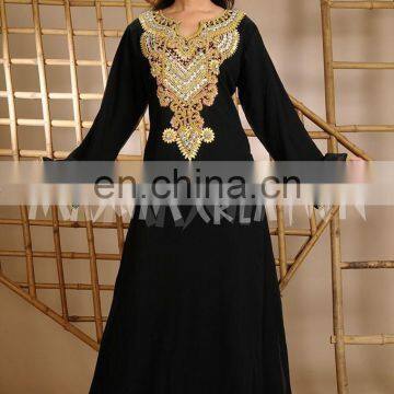 Georgette Beaded Chiffon Long Sleeve Islamic Evening Dress Abaya