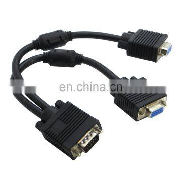 1 VGA Male to 2 VGA Female VGA Monitor Y Splitter Cable