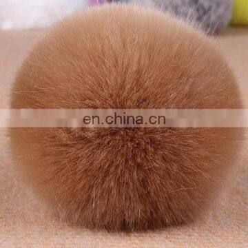 White Fur Fluffy Ball Key Chain Fur Pom Keychain Rabbit Fur Ball Keychain for Women Bags photo-4