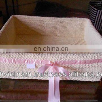 Cream pp Yarn Crochet Holder Basket