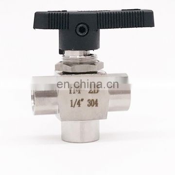 GOGO 3 way female thread Ball valve 1/8" 1/4" 3/8" 1/2" 3/4" stainless steel 304 high pressure high temperature tee ball valve