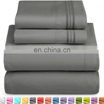 Embroidery Fashion 4Pcs Bedsheet Set 1800 Thread Count Microfiber Edding Sets Queen photo-3