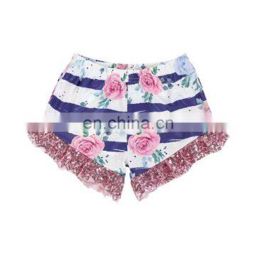 shorts  pants flower print comfortable and  loose paillette girls short pants kids Sequins