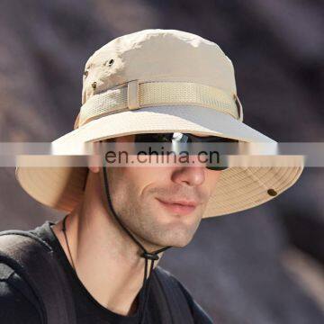 Wholesale Cheap Foldable Sun Custom Bucket Hat Summer Cotton Cap Fishing Boonie Brim Sun Safari Hat With Strings photo-5
