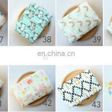 Muslin Cotton Blanket Unicorn Mermaid Dinosaur Lemon Baby Swaddle Cute Blankets 115*115cm Printed Flower photo-7