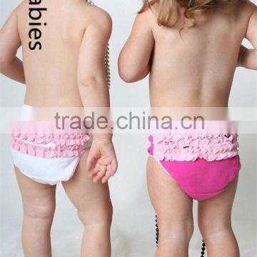 Fashion designer baby clothes 2016 girls ruffle white & fuchsia panties