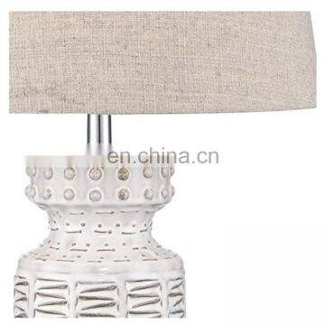 Personalized Good Item Cylinder Relief Surface Matte Beige Vintage Table Lamps Porcelain for Hotel Home Bedside Decor photo-2