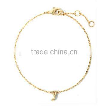 WL1070 Initial Charm Chain Bracelet Letter Bracelet Gold Plated Stainless Steel Jewelry photo-3