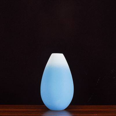 Chinese Simple Hand Made Frost White Blue Ceramic Flower Vase For Hallway Decor photo-3