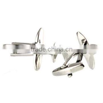 Men's Cufflinks Airplane Plane Silver Cuff Lins for shirt 22mm