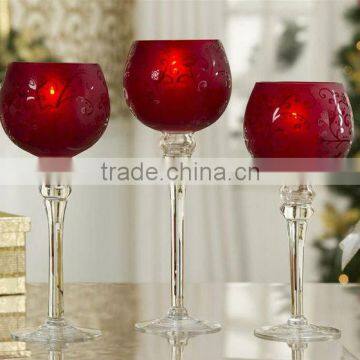 Red long-stemmed glass Candle Holder