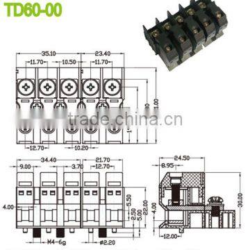 12.7mm Spacing PBT Brass Conduction Board Feed Through Terminal Blocks