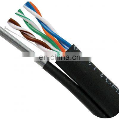 China Export Top Sale Cat5e Outdoor Cable PE Single Jacket with Steel Wire Messenger