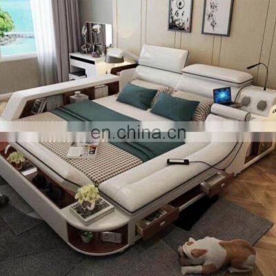Luxury Modern Style Leather Sofa Wood Beds Room Furniture for Home or Hotel photo-4
