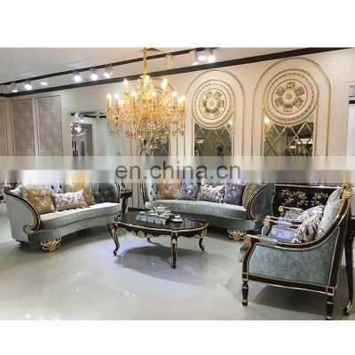 Luxury Flower embroidered fabric sofa Living room antique style sofa Classic design