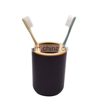 Stock Bathroom Accessories Bamboo Bathroom Soap Dispenser Set Bathroom Toothbrush Holder Set photo-5