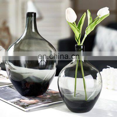 Creative Modern Wedding Home Decoration Tabletop Large Floor Flower Glass Vases Decor