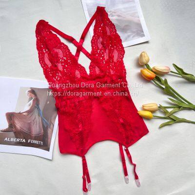 Women See-through Lace 2 Piece Sexy Lingerie photo-4