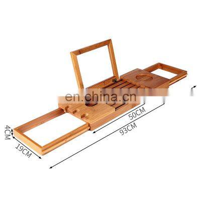 2020 New Foldable Bamboo Bathtub Caddy Luxury Bathtub Tray Caddy Retractable Rack IPad Mobile Phone Holder Bathroom Bathtub photo-4