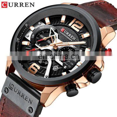 CURREN Casual Sport Watches for Men Blue Top Brand Luxury Military Leather Wrist Watch Man Clock Fashion Chronograph Wristwatch