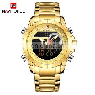 Naviforce Men Military Sport Wrist Watch Gold Quartz Steel Waterproof Dual Display Male Clock Watches Relogio Masculino 9163 photo-3