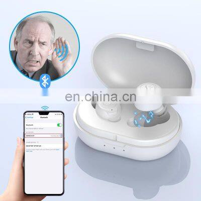 Shenzhen blue tooth rechargeable hearing aid with microphone true tws blue-tooth hearing aids