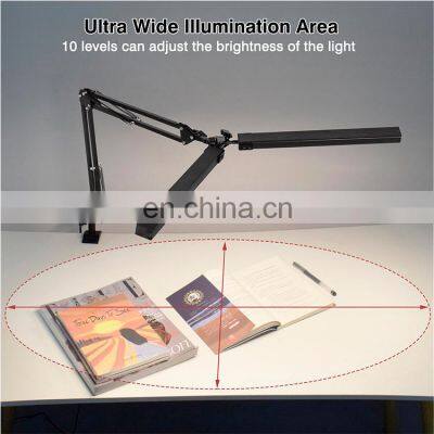 24W Architect Desk Lights With Base and Clamp Double Head Led Desk Lamp Eye Caring Double Swing Arm Table Lamps photo-5