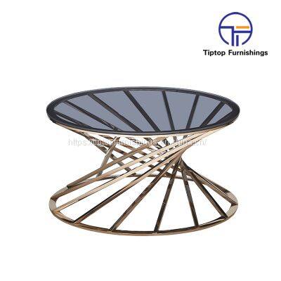 Tiptop Cheap Design Modern High Quality Clear Tempered Glass Coffee Table With Stainless Steel Base