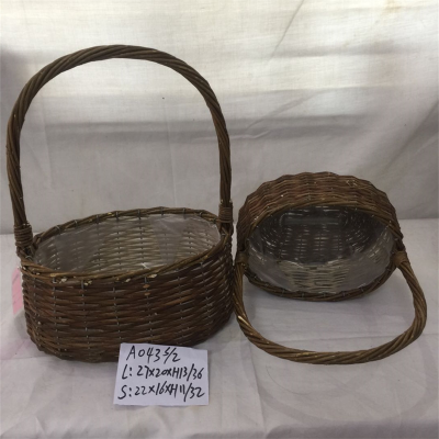 Willow Basket With Handles And Plastic Liners photo-5