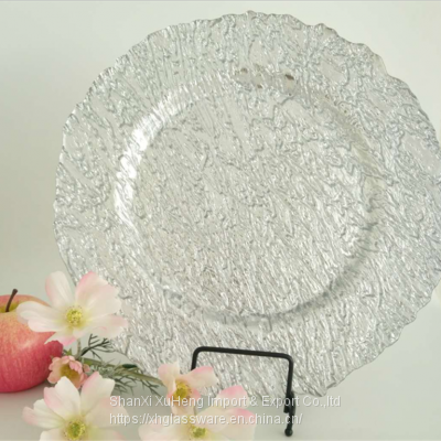 High Quality Silver Glass Charger Plate For Wedding