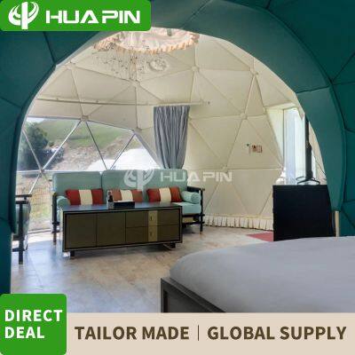 Scenic Area Homestay Hotel Tent 6m+6m+3m Starry Sky Room Camping Dome Starry Sky Tent Bubble House Spherical Tent Leather Lining With Bathroom photo-4