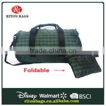 Classic pattern foldable travel bag in black green