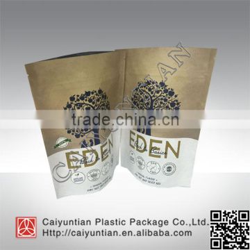 Stand up Kraft paper coffee plastic packing bag with zipper