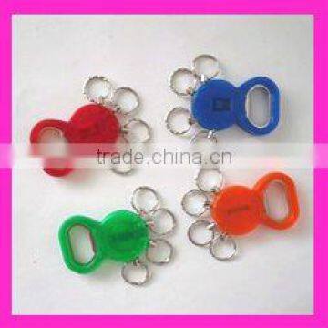 fashion promotion key ring plastic custom can and beer bottle opener