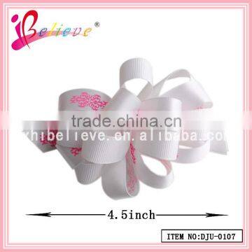 Grosgrain/satin curly ribbon flower french barrette hair clips wholesale girls hair accessories