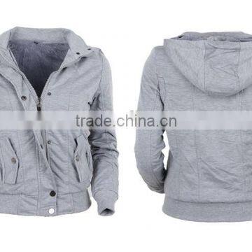 Lady's padded 100% Polyester stock Fleece hoody