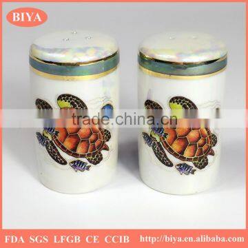 chaozhou factory manufacture ceramic salt and sepper shaker bottles colorful pearl glazed souvenir bottle