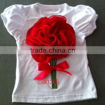 Red rose kids shirt baby girl tshirts white child girls t-shirt toddler tees children summer tops