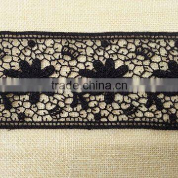 Black Color Rayon Emboridery Lace for Ladies Dress ---- H1553 photo-4