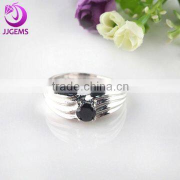 Round Black Gemstone Arabic Engagement Rings