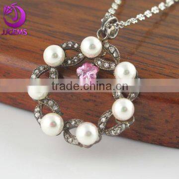 Latest Fashion 925 silver flower shape pearl pendant