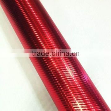 Red Chrome 3D Carbon Fiber Stickers 1.52*30m with air free bubbles