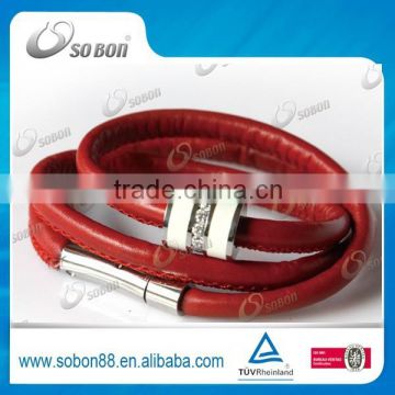 Personalized Magnetic genuine leather wrap bracelet for couple