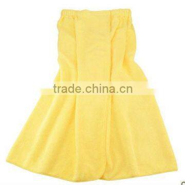 Yellow color microfiber women bathing bathrobe