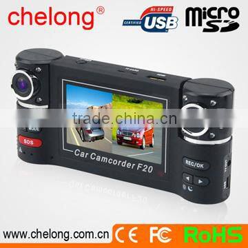 AC 2.7 inch dual camera car dvr recorder +G-sensor support 720p dual lens car dvr