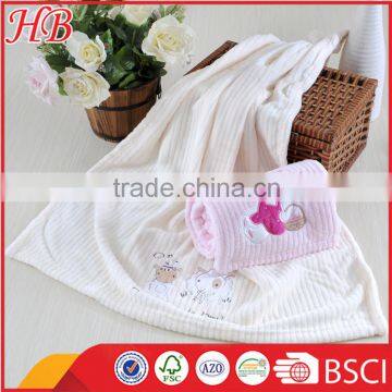 Polyester Embroidered Coral Fleece Baby Blanket