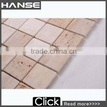 QS015 Cream Color Travertine Square Shape Bath Mat Mosaic photo-2