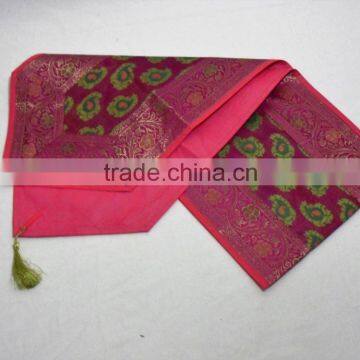 Indian Silk Table Runner With 6 Place Mats & 6 Coaster in Pink Color Size 16*62 photo-4